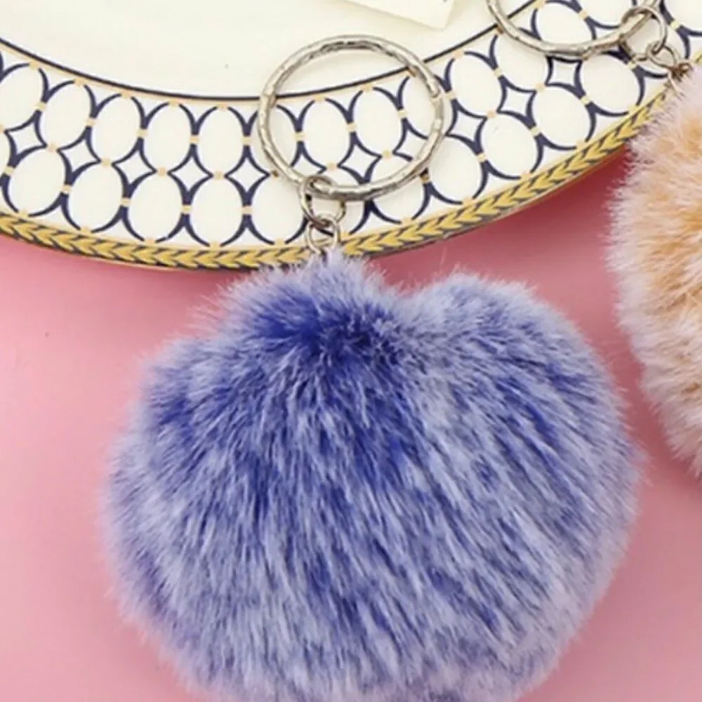 Fuzzy BLUE Pom-Pom Keychain-Large